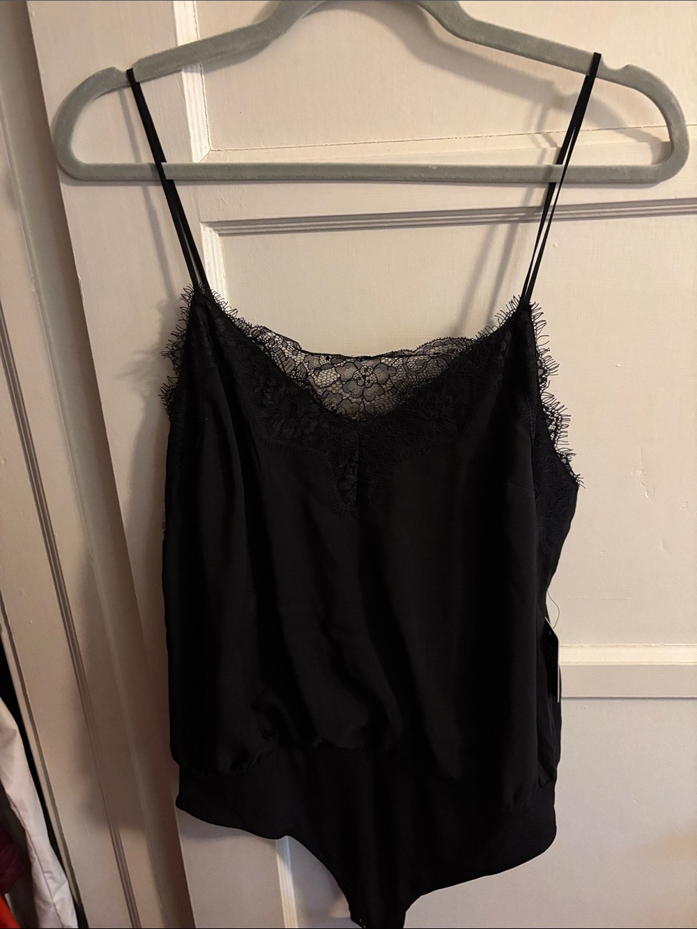 Express Black Lace-Trim Satin Cami